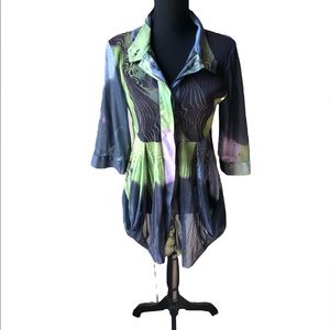 Lindi Tunic Button Peplum Blouse.